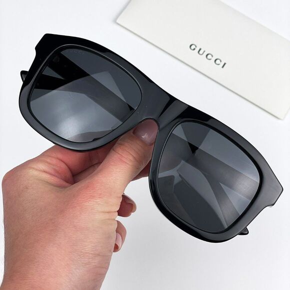 Gucci GG1316S 001 Sunglasses Black Grey Square Unisex - Picture 2 of 11